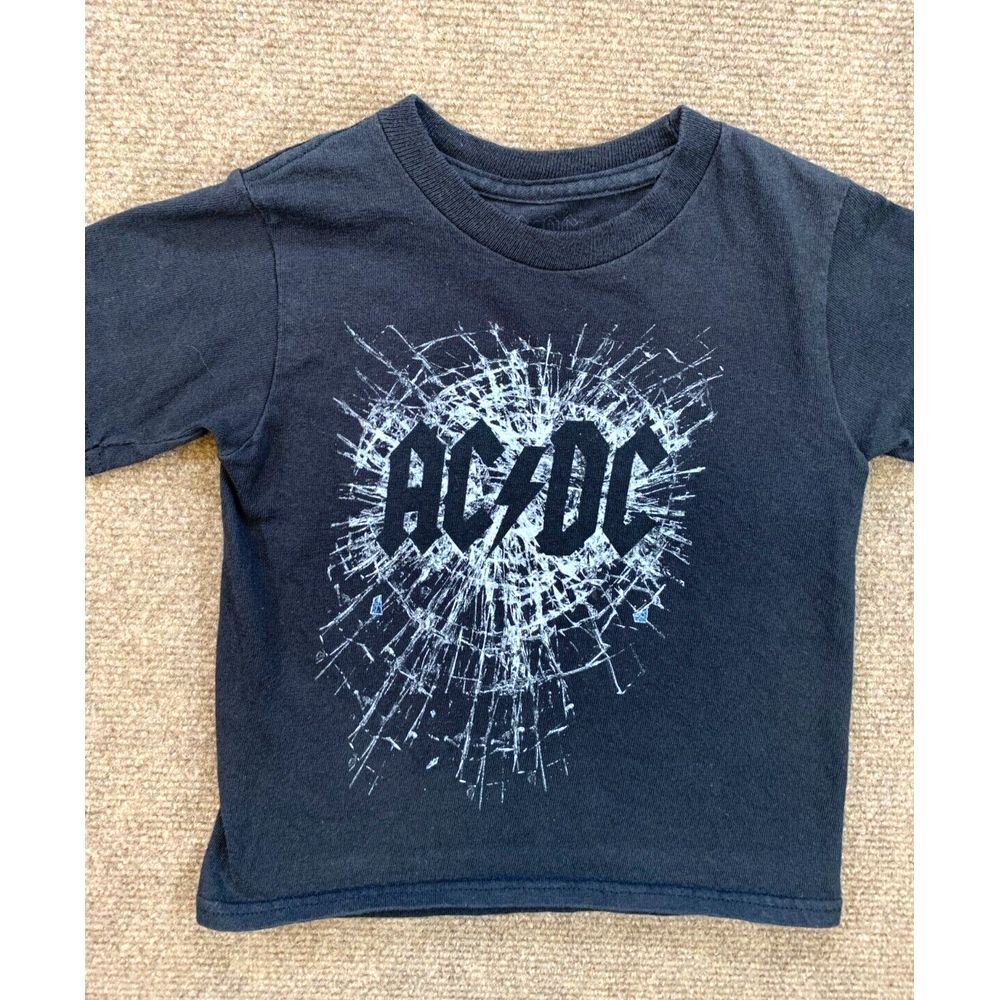 AC/DC Shirt Toddler 2T Short Sleeve Shattered Glass 100% Cotton Black Pullover